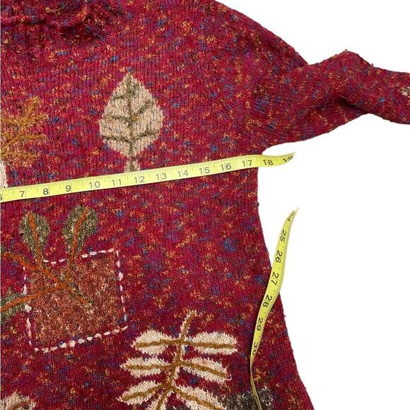 Coldwater Creek Maroon textured fall long sleeve mock neck knit sweater - Picture 7 of 9